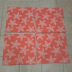 New Set Of 4 Starfish Pattern Coral Pillow Covers, 18" x 18"
